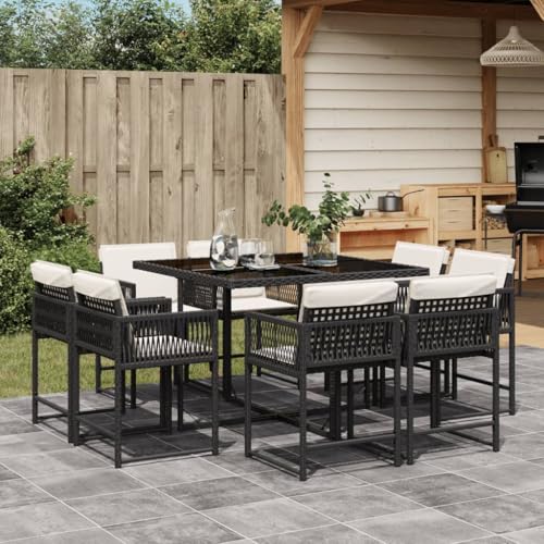 Qnhdfrt 9-teiliges Gartenmöbel Set Schwarz Poly Rattan Essgruppe klappbar mit 110x106x73 cm Gartentisch Hartglasplatte für kleine Balkon Terrasse Outdoor Lounge Qnhdfrt 9-teiliges Gartenmöbel Set Schwarz Poly Rattan Essgruppe klappbar mit 110x106x73 cm Gartentisch Hartglasplatte für kleine Balkon Terrasse Outdoor Lounge von Qnhdfrt
