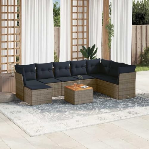 Qnhdfrt 9-teiliges Gartensofa Set Grau Polyrattan mit Akazienholztisch 55x55 cm platzsparend modular Modernes Design Robust und Langlebig für Garten Terrasse und Balkon Qnhdfrt 9-teiliges Gartensofa Set Grau Polyrattan mit Akazienholztisch 55x55 cm platzsparend modular Modernes Design Robust und Langlebig für Garten Terrasse und Balkon von Qnhdfrt