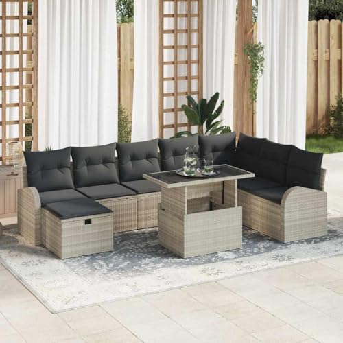 Qnhdfrt 9 teiliges Gartensofa Set Poly Rattan Beige Ecksofa mit Stauraum und Tisch Modernes Design für Garten Terrasse Balkon Qnhdfrt 9 teiliges Gartensofa Set Poly Rattan Beige Ecksofa mit Stauraum und Tisch Modernes Design für Garten Terrasse Balkon von Qnhdfrt