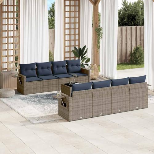 Qnhdfrt 9 teiliges Gartensofa Set Polyrattan grau mit klappbarem Beistelltisch und Glasplatte modulare Lounge für Balkon Terrasse und Kleingarten Qnhdfrt 9 teiliges Gartensofa Set Polyrattan grau mit klappbarem Beistelltisch und Glasplatte modulare Lounge für Balkon Terrasse und Kleingarten von Qnhdfrt