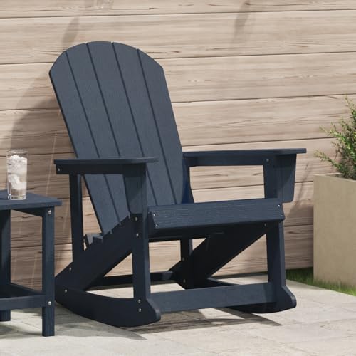 Qnhdfrt Adirondack Schaukelstuhl Marineblau Outdoor Sessel für Garten Terrasse Balkon mit Verwitterter Oberfläche HDPE 73.5x92x90 cm Robust und Komfortabel von Qnhdfrt