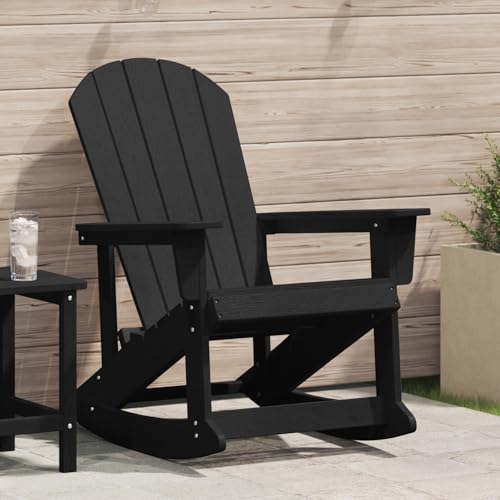 Qnhdfrt Adirondack Schaukelstuhl Schwarz Outdoor Gartenstuhl für Balkon Terrasse mit neigbarer Rückenlehne HDPE Material Robust und Pflegeleicht Qnhdfrt Adirondack Schaukelstuhl Schwarz Outdoor Gartenstuhl für Balkon Terrasse mit neigbarer Rückenlehne HDPE Material Robust und Pflegeleicht von Qnhdfrt