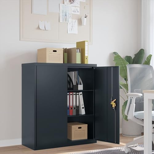 Qnhdfrt Aktenschrank Anthrazit 90x40x105 cm Pulverbeschichteter Stahl mit 2 Einlegeböden Abschließbar und Robust für Büro Homeoffice oder Werkstatt Qnhdfrt Aktenschrank Anthrazit 90x40x105 cm Pulverbeschichteter Stahl mit 2 Einlegeböden Abschließbar und Robust für Büro Homeoffice oder Werkstatt von Qnhdfrt