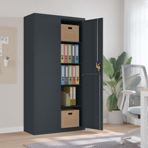 Qnhdfrt Aktenschrank Anthrazit 90x40x180 cm Pulverbeschichteter Stahl mit 4 Einlegeböden Abschließbar und Stabil für Büro Homeoffice und Werkstatt Qnhdfrt Aktenschrank Anthrazit 90x40x180 cm Pulverbeschichteter Stahl mit 4 Einlegeböden Abschließbar und Stabil für Büro Homeoffice und Werkstatt von Qnhdfrt