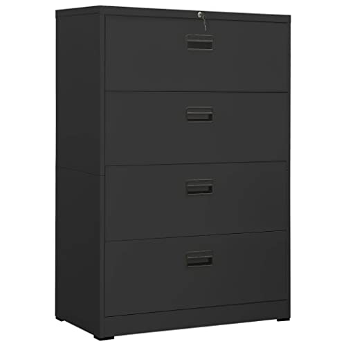 Qnhdfrt Aktenschrank Anthrazit Moderner Büroschrank aus Stahl mit 4 Schubladen und Schloss Sicher und Langlebig für Akten A4 Legal Letter 90 x 46 x 134 cm Qnhdfrt Aktenschrank Anthrazit Moderner Büroschrank aus Stahl mit 4 Schubladen und Schloss Sicher und Langlebig für Akten A4 Legal Letter 90 x 46 x 134 cm von Qnhdfrt