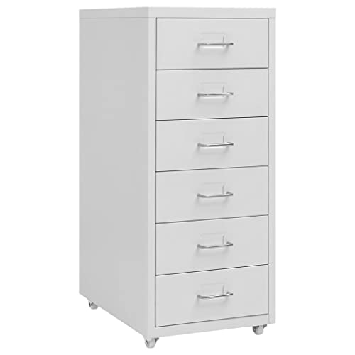 Qnhdfrt Aktenschrank Grau 28x41x69 cm Metall Büroschrank mit 6 Schubladen und Rollen für übersichtliche Aktenaufbewahrung im Büro oder Homeoffice von Qnhdfrt
