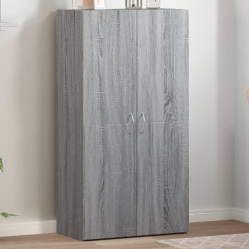 Qnhdfrt Aktenschrank Grau Sonoma 60x32x115 cm Holzwerkstoff mit 2 Türen Stauraum für Büro Akten und Dokumente Organisiert und Stabil von Qnhdfrt