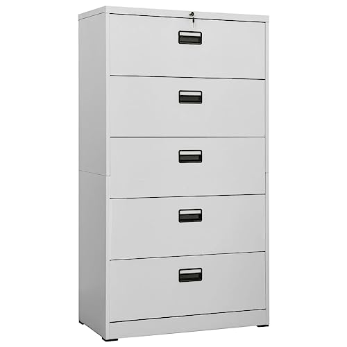 Qnhdfrt Aktenschrank Hellgrau Moderner Büroschrank aus Stahl mit 5 Schubladen und Schloss Robust & Langlebig 90 x 46 x 164 cm für Akten A4 Legal Letter Qnhdfrt Aktenschrank Hellgrau Moderner Büroschrank aus Stahl mit 5 Schubladen und Schloss Robust & Langlebig 90 x 46 x 164 cm für Akten A4 Legal Letter von Qnhdfrt