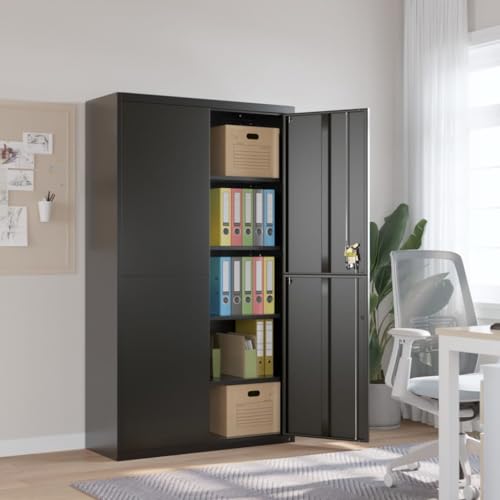 Qnhdfrt Aktenschrank Schwarz 105x40x180 cm Extra Breiter Büroschrank aus Pulverbeschichtetem Stahl mit 4 Einlegeböden Abschließbar und Stabil für Akten Bürobedarf und Dokumente Qnhdfrt Aktenschrank Schwarz 105x40x180 cm Extra Breiter Büroschrank aus Pulverbeschichtetem Stahl mit 4 Einlegeböden Abschließbar und Stabil für Akten Bürobedarf und Dokumente von Qnhdfrt
