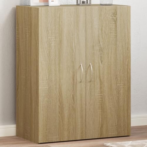 Qnhdfrt Aktenschrank Sonoma-Eiche 60x32x77,5 cm Holzwerkstoff mit 2 Türen und praktischem Stauraum für Büro Akten und Büromaterialien von Qnhdfrt
