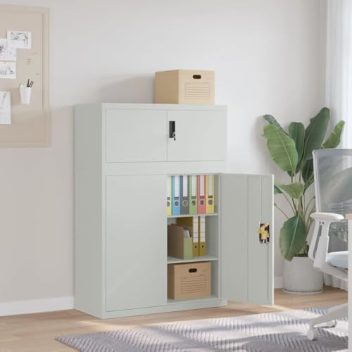 Qnhdfrt Aktenschrank aus Stahl Hellgrau 90x40x130 cm mit abschließbarer Tür und 2 Einlegeböden für Büro Haushalt Lager von Qnhdfrt