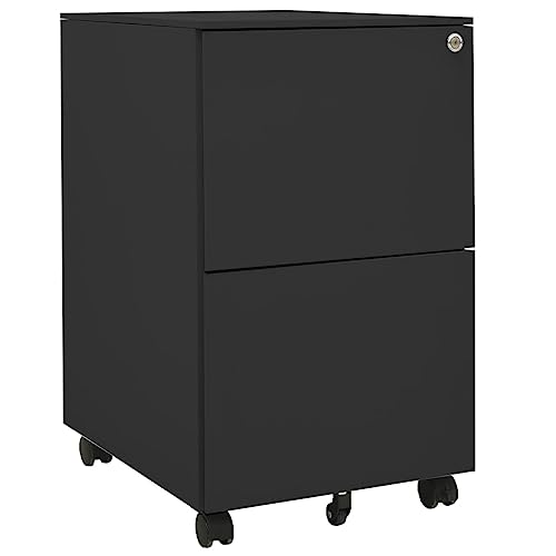 Qnhdfrt Aktenschrank aus Stahl mit 2 Schubladen und Rollen Anthrazit 39 x 45 x 67 cm Abmessungen Langlebig & Sicher für Büro Homeoffice und Archiv von Qnhdfrt