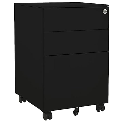 Qnhdfrt Aktenschrank mit Rollen Schwarz 39x45x60 cm Stahl Büroschrank mit 3 Schubladen abschließbar für Aktenordner Letter A4 Legal Schreibtischorganizer Qnhdfrt Aktenschrank mit Rollen Schwarz 39x45x60 cm Stahl Büroschrank mit 3 Schubladen abschließbar für Aktenordner Letter A4 Legal Schreibtischorganizer von Qnhdfrt