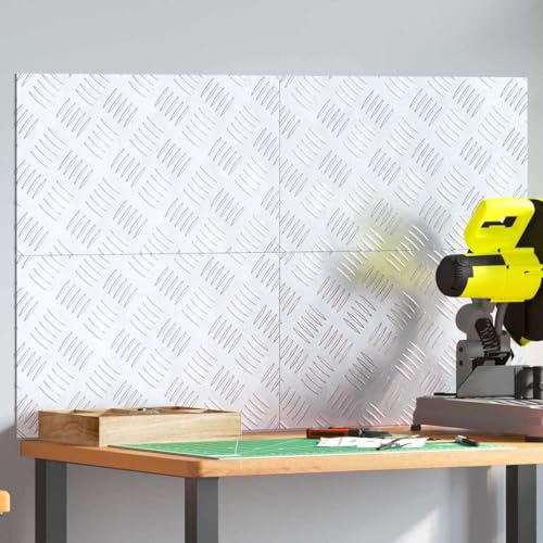 Qnhdfrt Aluminium Riffelblech Set 4 Stück rutschfeste Treppenstufen Matte 50 x 30 cm Silber Modernes Design für Innen und Außen Flur Eingang von Qnhdfrt