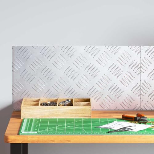 Qnhdfrt Aluminium Riffelbleche 2 Stück Anti-Rutsch 50x25 cm Treppenstufen Matten mit Geometrischem Design für Innen und Außen Robustes Metall für Flur Garage und Gewerbliche Nutzung von Qnhdfrt