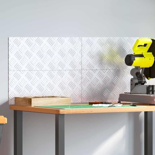 Qnhdfrt Aluminium Treppenstufen Matten Set aus Metall 4 Stück mit Schachbrettmuster 50 x 20 cm rutschfeste Texturierte Oberfläche für Flur und Eingangsbereich Modernes Design von Qnhdfrt