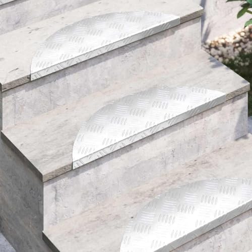 Qnhdfrt Aluminium Treppenstufen Set 10 Stück rutschfeste Stufenmatten mit Geometrischem Design 60 x 18 cm für Flur und Eingangsbereich Modernes Industrielles Flair von Qnhdfrt