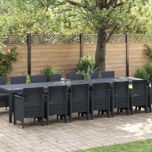 Qnhdfrt Anthrazit Gartenmöbel 15-Teilig 400x100 cm Poly-Rattan Esstisch mit 14 Stühlen, Langlebiges Outdoor-Möbelset Modernes Lounge-Design für Terrasse Balkon Camping Qnhdfrt Anthrazit Gartenmöbel 15-Teilig 400x100 cm Poly-Rattan Esstisch mit 14 Stühlen, Langlebiges Outdoor-Möbelset Modernes Lounge-Design für Terrasse Balkon Camping von Qnhdfrt