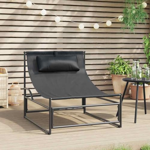 Qnhdfrt Anthrazit Lounge Sessel Outdoor 87 x 74 x 73 cm aus Stahl & Textilene mit abnehmbarem Kopfkissen Ergonomisch platzsparend und robust für Balkon Garten Camping und Poolrand Qnhdfrt Anthrazit Lounge Sessel Outdoor 87 x 74 x 73 cm aus Stahl & Textilene mit abnehmbarem Kopfkissen Ergonomisch platzsparend und robust für Balkon Garten Camping und Poolrand von Qnhdfrt