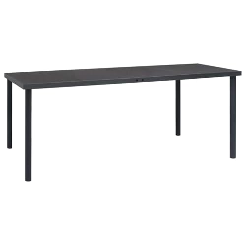 Qnhdfrt Anthrazit Outdoor Esstisch mit Glasplatte 190x90x74 cm Pulverbeschichteter Stahl für Garten Terrasse Balkon Robuster Gartentisch mit Einfacher Reinigung von Qnhdfrt