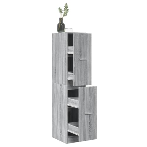 Qnhdfrt Apothekerschrank Grau Sonoma aus Holzwerkstoff mit 4 Schubladen 30x41x144,5 cm Stauraum Organizer für Küche Wohnzimmer Büro Qnhdfrt Apothekerschrank Grau Sonoma aus Holzwerkstoff mit 4 Schubladen 30x41x144,5 cm Stauraum Organizer für Küche Wohnzimmer Büro von Qnhdfrt