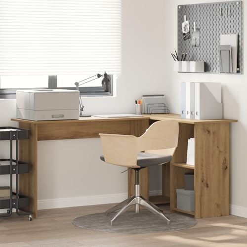 Qnhdfrt Artisan Eiche Schreibtisch Computertisch für Heimbüro mit DREI Regalen 120x50 cm Modernes Design Robust aus Synthetischer Spanplatte Braun von Qnhdfrt