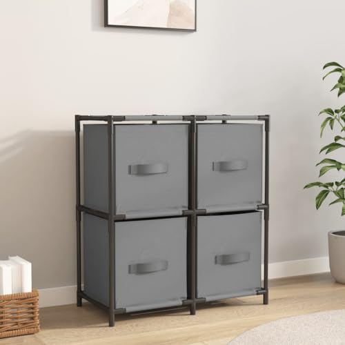 Qnhdfrt Aufbewahrungsschrank mit 4 Stoffboxen Grau Stahlkommode 63x30x71 cm für Zuhause Büro Qnhdfrt Aufbewahrungsschrank mit 4 Stoffboxen Grau Stahlkommode 63x30x71 cm für Zuhause Büro von Qnhdfrt