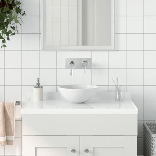 Qnhdfrt Aufsatzwaschbecken aus Keramik Mattweiß 280 x 100 mm Modernes Design ohne Überlauf für Badezimmer Gäste WC Küche und Garage von Qnhdfrt