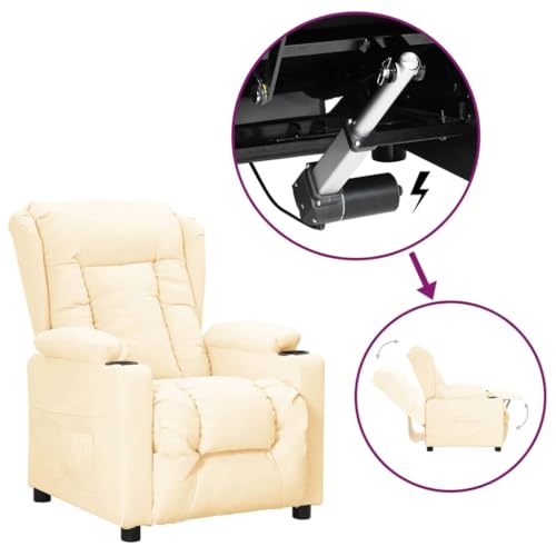 Qnhdfrt Aufstehsessel mit Elektrischer Aufstehhilfe und Manueller Liegefunktion Creme Kunstleder für Entspannung im Wohnzimmer oder Schlafzimmer von Qnhdfrt