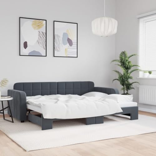 Qnhdfrt Ausziehbares 2-in-1 Tagesbett Dunkelgrau als Sofa und Doppelbett Samtbezug mit Holz Metall Rahmen 80x200 cm für Wohnzimmer Schlafzimmer und Gästezimmer Qnhdfrt Ausziehbares 2-in-1 Tagesbett Dunkelgrau als Sofa und Doppelbett Samtbezug mit Holz Metall Rahmen 80x200 cm für Wohnzimmer Schlafzimmer und Gästezimmer von Qnhdfrt