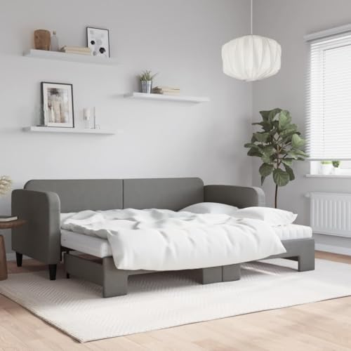 Qnhdfrt Ausziehbares 2 in 1 Tagesbett als Sofa und Doppelbett Dunkelgrau mit 2 Schaumstoffmatratzen 80x200 cm Stoff Holz Metall für Wohnzimmer Schlafzimmer Gästebett Qnhdfrt Ausziehbares 2 in 1 Tagesbett als Sofa und Doppelbett Dunkelgrau mit 2 Schaumstoffmatratzen 80x200 cm Stoff Holz Metall für Wohnzimmer Schlafzimmer Gästebett von Qnhdfrt
