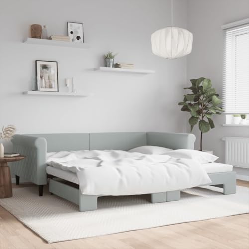Qnhdfrt Ausziehbares 2 in 1 Tagesbett als Sofa und Doppelbett Hellgrau Modernes Design mit Samtbezug 229 x 110 cm Robuste Holz Metall Konstruktion für Wohnzimmer Schlafzimmer Qnhdfrt Ausziehbares 2 in 1 Tagesbett als Sofa und Doppelbett Hellgrau Modernes Design mit Samtbezug 229 x 110 cm Robuste Holz Metall Konstruktion für Wohnzimmer Schlafzimmer von Qnhdfrt