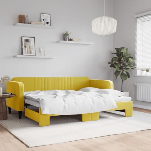 Qnhdfrt Ausziehbares 2 in 1 Tagesbett als Sofa und Doppelbett Modernes Design mit Samtbezug 223 x 90 x 75 cm Robustes Massivholz Metallgestell für Wohnzimmer Schlafzimmer Qnhdfrt Ausziehbares 2 in 1 Tagesbett als Sofa und Doppelbett Modernes Design mit Samtbezug 223 x 90 x 75 cm Robustes Massivholz Metallgestell für Wohnzimmer Schlafzimmer von Qnhdfrt