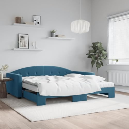 Qnhdfrt Ausziehbares 2 in 1 Tagesbett mit Matratzen Blau 222 x 110 cm Samt Sofa Bett Kombination für Wohnzimmer Schlafzimmer Gästebett Qnhdfrt Ausziehbares 2 in 1 Tagesbett mit Matratzen Blau 222 x 110 cm Samt Sofa Bett Kombination für Wohnzimmer Schlafzimmer Gästebett von Qnhdfrt