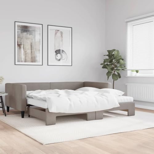 Qnhdfrt Ausziehbares 2-in-1 Tagesbett mit Matratzen Taupe 223 x 110 cm Stoff Sofa Bett für Wohnzimmer Schlafzimmer Gästebett Doppelbett Qnhdfrt Ausziehbares 2-in-1 Tagesbett mit Matratzen Taupe 223 x 110 cm Stoff Sofa Bett für Wohnzimmer Schlafzimmer Gästebett Doppelbett von Qnhdfrt