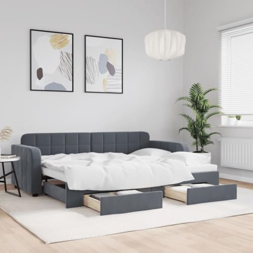 Qnhdfrt Ausziehbares 2 in 1 Tagesbett mit Schubladen Dunkelgrau 80x200 cm Samt Sofa Bett Kombination für Wohnzimmer und Gästezimmer Qnhdfrt Ausziehbares 2 in 1 Tagesbett mit Schubladen Dunkelgrau 80x200 cm Samt Sofa Bett Kombination für Wohnzimmer und Gästezimmer von Qnhdfrt