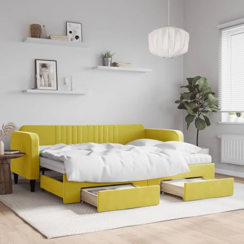 Qnhdfrt Ausziehbares 2 in 1 Tagesbett mit Schubladen Gelb 223 x 90 cm Samt Sofa Bett Gästebett Doppelbett mit Stauraum für Wohnzimmer Schlafzimmer Qnhdfrt Ausziehbares 2 in 1 Tagesbett mit Schubladen Gelb 223 x 90 cm Samt Sofa Bett Gästebett Doppelbett mit Stauraum für Wohnzimmer Schlafzimmer von Qnhdfrt