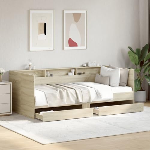 Qnhdfrt Ausziehbares 2 in 1 Tagesbett mit Schubladen Sonoma Eiche Holzwerkstoff 193x101 5x73 cm Sofa Bett für Wohn und Schlafzimmer Qnhdfrt Ausziehbares 2 in 1 Tagesbett mit Schubladen Sonoma Eiche Holzwerkstoff 193x101 5x73 cm Sofa Bett für Wohn und Schlafzimmer von Qnhdfrt