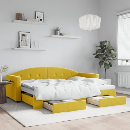 Qnhdfrt Ausziehbares 2-in-1 Tagesbett mit Schubladen als Sofa und Doppelbett Gelb 222 x 90 cm Samtbezug Stauraum für Wohnzimmer Schlafzimmer Qnhdfrt Ausziehbares 2-in-1 Tagesbett mit Schubladen als Sofa und Doppelbett Gelb 222 x 90 cm Samtbezug Stauraum für Wohnzimmer Schlafzimmer von Qnhdfrt