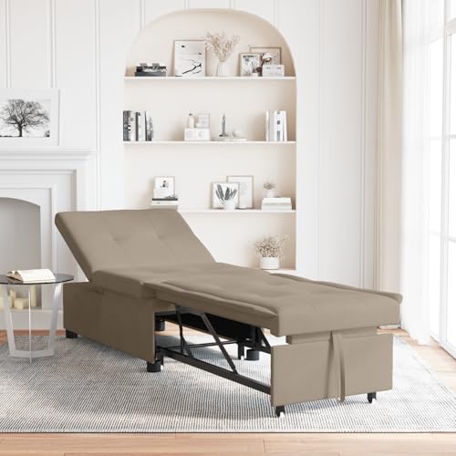 Qnhdfrt Ausziehbares 3-in-1 Schlafsofa in Taupe Mikrofaser, Kleines Sofa mit Schlaffunktion für Wohnzimmer, Kompaktes Design 67x103x38 cm von Qnhdfrt