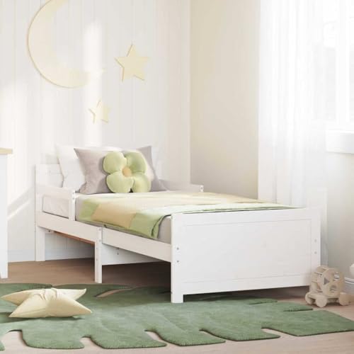 Qnhdfrt Ausziehbares Kinderbettgestell 80x130-200 cm Kiefer Massiv Weiß Robuster Bettrahmen mit Lattenrost Modernes Design für Kinderzimmer Gästezimmer Qnhdfrt Ausziehbares Kinderbettgestell 80x130-200 cm Kiefer Massiv Weiß Robuster Bettrahmen mit Lattenrost Modernes Design für Kinderzimmer Gästezimmer von Qnhdfrt