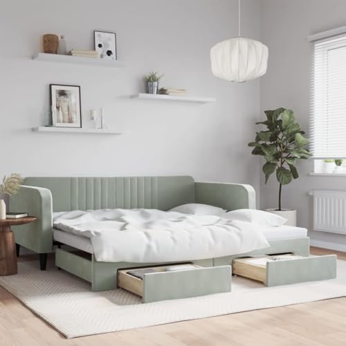 Qnhdfrt Ausziehbares Tagesbett 2 in 1 als Sofa und Bett mit Schubladen Hellgrau 100x200 cm Modernes Design für Wohnzimmer Schlafzimmer und Gästezimmer Qnhdfrt Ausziehbares Tagesbett 2 in 1 als Sofa und Bett mit Schubladen Hellgrau 100x200 cm Modernes Design für Wohnzimmer Schlafzimmer und Gästezimmer von Qnhdfrt