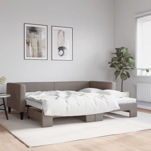 Qnhdfrt Ausziehbares Tagesbett 2 in 1 als Sofa und Doppelbett 90x200 cm mit Stoffbezug Taupe Robustes Holz-Metall-Gestell Platzsparend für Wohnzimmer Schlafzimmer Gästezimmer Qnhdfrt Ausziehbares Tagesbett 2 in 1 als Sofa und Doppelbett 90x200 cm mit Stoffbezug Taupe Robustes Holz-Metall-Gestell Platzsparend für Wohnzimmer Schlafzimmer Gästezimmer von Qnhdfrt