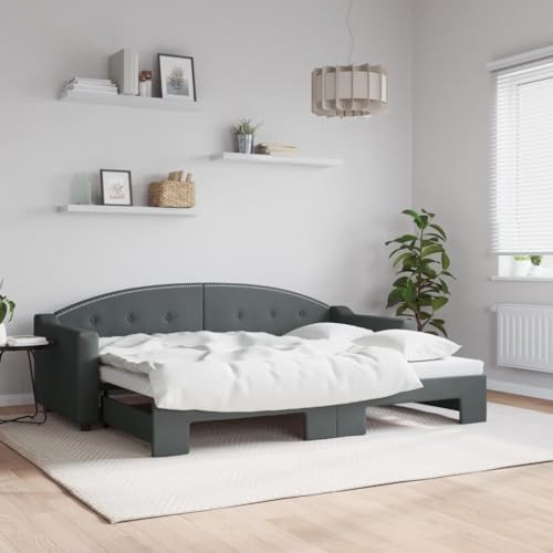 Qnhdfrt Ausziehbares Tagesbett 2 in 1 als Sofa und Doppelbett Dunkelgrau 80x200 cm mit Robustem Holz-Metall Rahmen und Atmungsaktivem Stoff für Wohnzimmer Schlafzimmer Gästezimmer Qnhdfrt Ausziehbares Tagesbett 2 in 1 als Sofa und Doppelbett Dunkelgrau 80x200 cm mit Robustem Holz-Metall Rahmen und Atmungsaktivem Stoff für Wohnzimmer Schlafzimmer Gästezimmer von Qnhdfrt