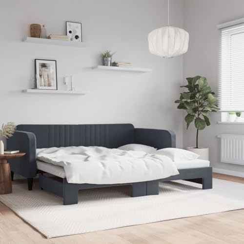Qnhdfrt Ausziehbares Tagesbett 2 in 1 als Sofa und Doppelbett Dunkelgrau Modernes Design mit Samtbezug 90x190 cm Robuste Holz Metall Konstruktion für Wohnzimmer Schlafzimmer und Gästezimmer Qnhdfrt Ausziehbares Tagesbett 2 in 1 als Sofa und Doppelbett Dunkelgrau Modernes Design mit Samtbezug 90x190 cm Robuste Holz Metall Konstruktion für Wohnzimmer Schlafzimmer und Gästezimmer von Qnhdfrt