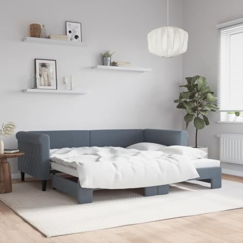 Qnhdfrt Ausziehbares Tagesbett 2 in 1 als Sofa und Doppelbett Dunkelgrau Modernes Design mit Samtbezug Robustes Holz Metall Gestell Platzsparend für Wohnzimmer Schlafzimmer Qnhdfrt Ausziehbares Tagesbett 2 in 1 als Sofa und Doppelbett Dunkelgrau Modernes Design mit Samtbezug Robustes Holz Metall Gestell Platzsparend für Wohnzimmer Schlafzimmer von Qnhdfrt