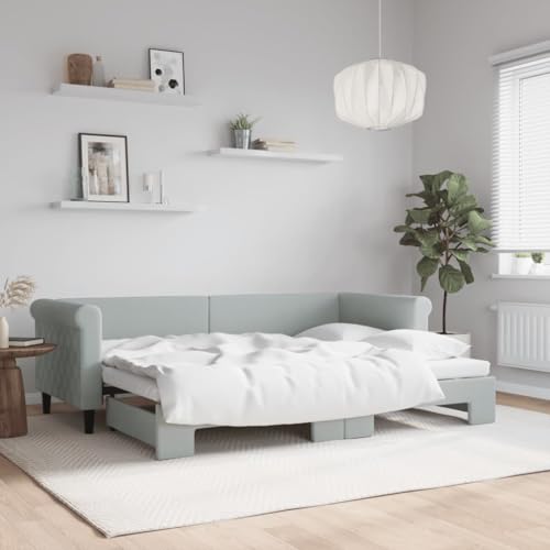 Qnhdfrt Ausziehbares Tagesbett 2 in 1 als Sofa und Doppelbett Hellgrau Modernes Design mit Samtbezug und Stabiler Holz-Metall Konstruktion 229 x 90 x 68 cm Qnhdfrt Ausziehbares Tagesbett 2 in 1 als Sofa und Doppelbett Hellgrau Modernes Design mit Samtbezug und Stabiler Holz-Metall Konstruktion 229 x 90 x 68 cm von Qnhdfrt