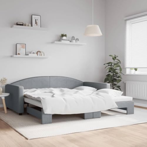 Qnhdfrt Ausziehbares Tagesbett 2 in 1 als Sofa und Doppelbett Hellgrau Modernes Design mit Stabilem Holz-Metall Rahmen 100x200 cm Platzsparend für Wohnzimmer Schlafzimmer Qnhdfrt Ausziehbares Tagesbett 2 in 1 als Sofa und Doppelbett Hellgrau Modernes Design mit Stabilem Holz-Metall Rahmen 100x200 cm Platzsparend für Wohnzimmer Schlafzimmer von Qnhdfrt
