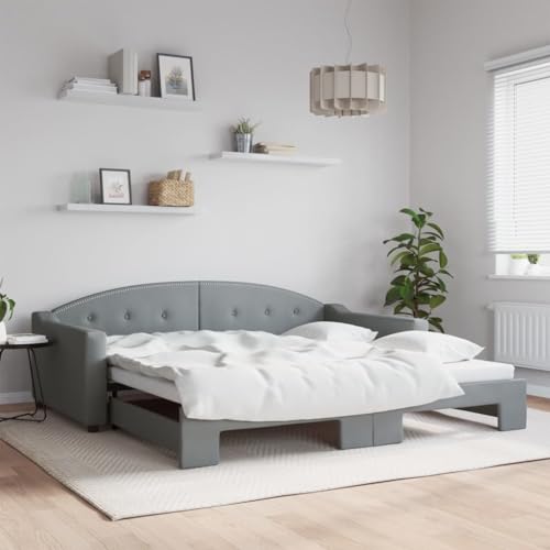 Qnhdfrt Ausziehbares Tagesbett 2 in 1 als Sofa und Doppelbett Hellgrau mit Stoffbezug 100x200 cm Robuste Holz-Metall-Konstruktion für Wohnzimmer und Gästezimmer Qnhdfrt Ausziehbares Tagesbett 2 in 1 als Sofa und Doppelbett Hellgrau mit Stoffbezug 100x200 cm Robuste Holz-Metall-Konstruktion für Wohnzimmer und Gästezimmer von Qnhdfrt