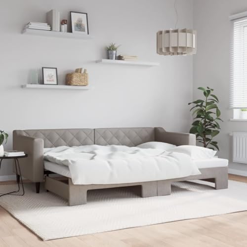 Qnhdfrt Ausziehbares Tagesbett 2 in 1 als Sofa und Doppelbett Modernes Design mit Robustem Holz-Metall Rahmen Taupe Stoff 80x200 cm für Wohnzimmer Schlafzimmer und Gästezimmer Qnhdfrt Ausziehbares Tagesbett 2 in 1 als Sofa und Doppelbett Modernes Design mit Robustem Holz-Metall Rahmen Taupe Stoff 80x200 cm für Wohnzimmer Schlafzimmer und Gästezimmer von Qnhdfrt
